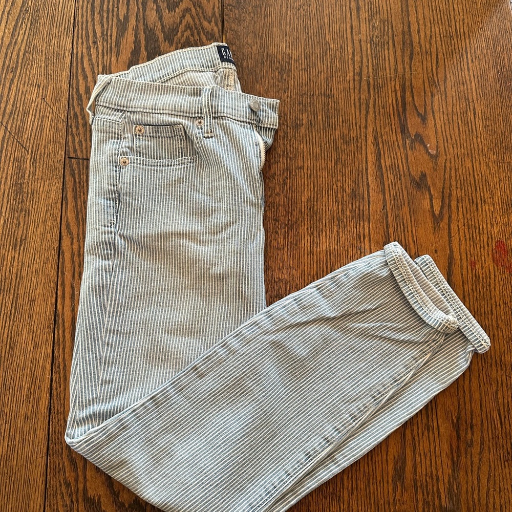 GAP Blue and White Striped Denim Jeans